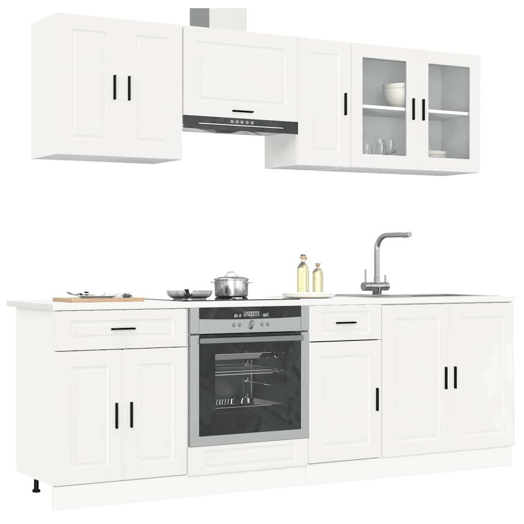 Set Mobili da Cucina 8 pz Kalmar Bianchi Lucido in Truciolato