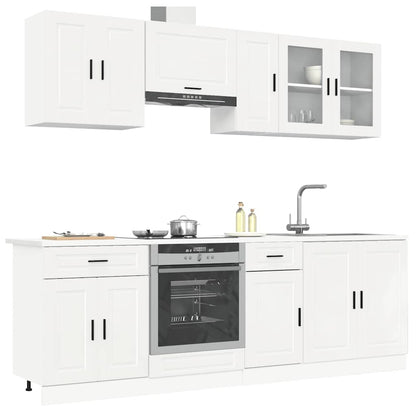 Set Mobili da Cucina 8 pz Kalmar Bianchi Lucido in Truciolato