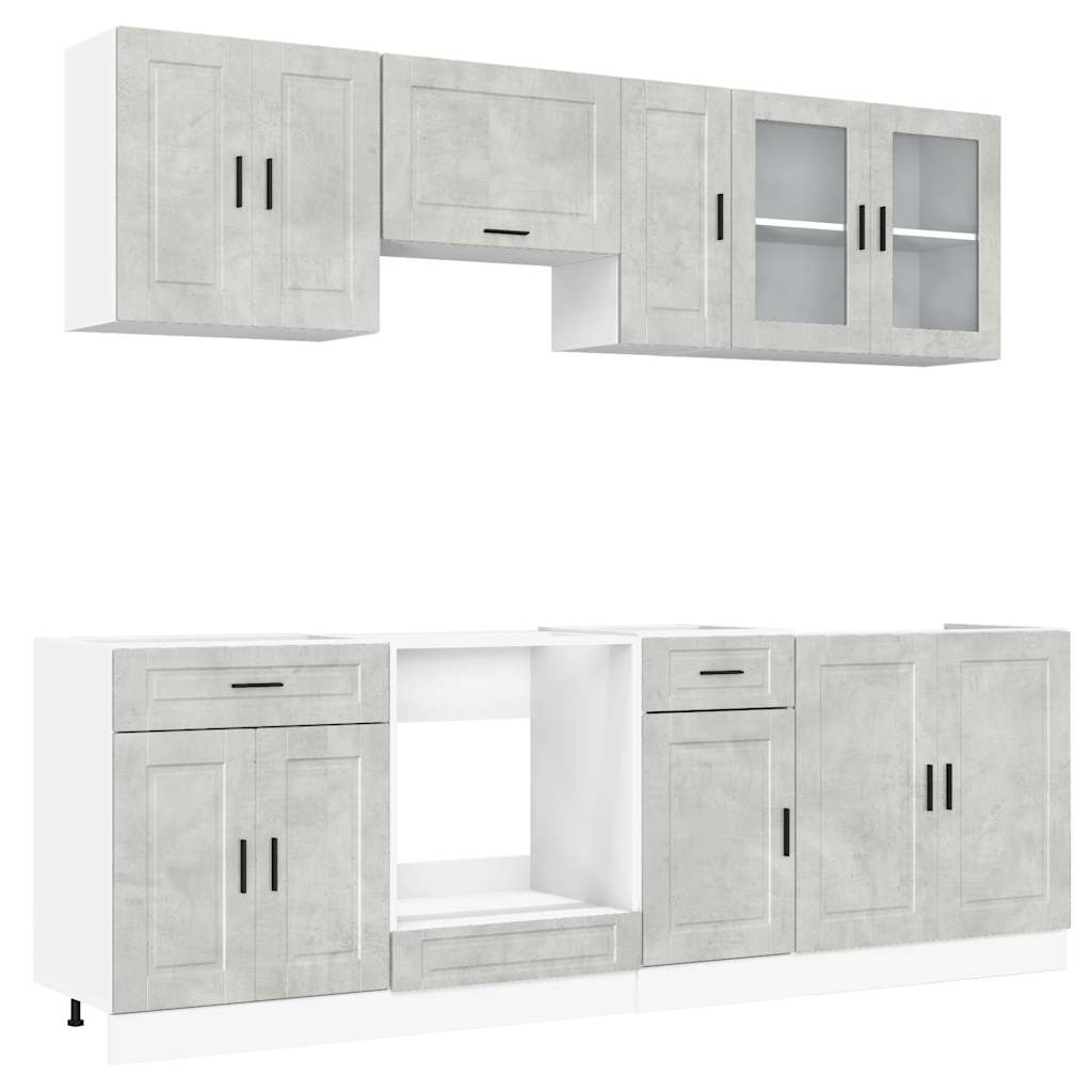 Set Mobili da Cucina 8 pz Porto Grigio Cemento in Truciolato