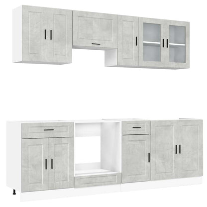 Set Mobili da Cucina 8 pz Porto Grigio Cemento in Truciolato