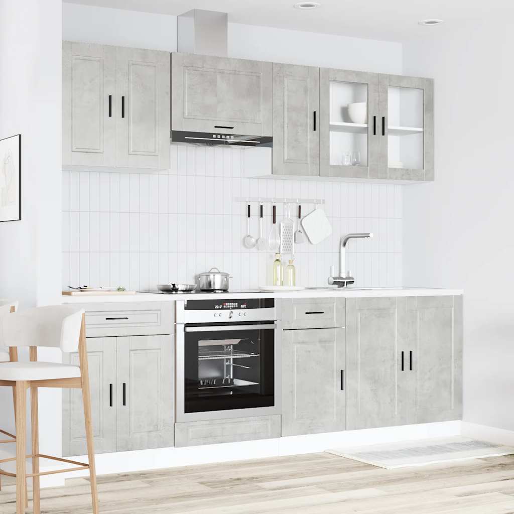 Set Mobili da Cucina 8 pz Porto Grigio Cemento in Truciolato