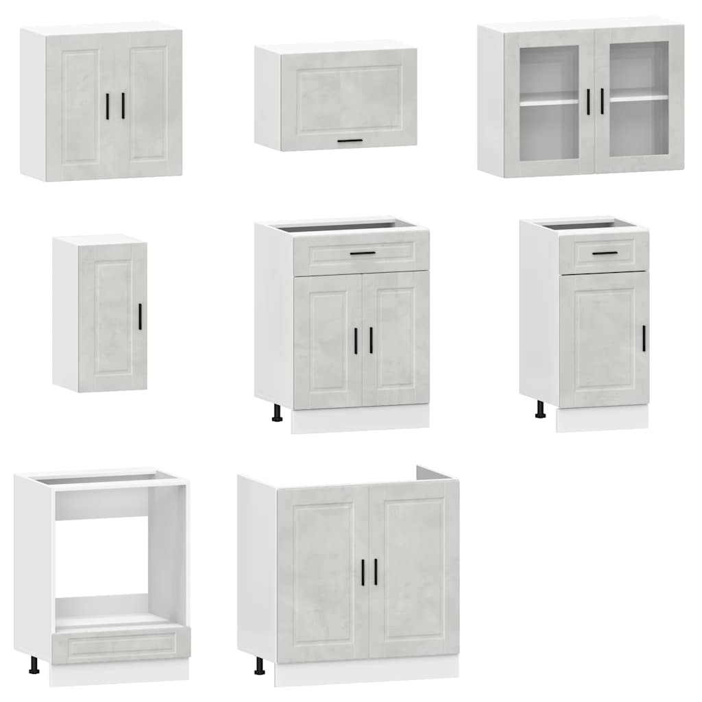 Set Mobili da Cucina 8 pz Porto Grigio Cemento in Truciolato