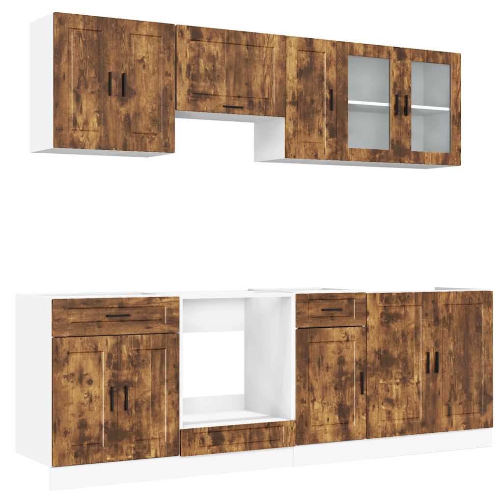 Set Mobili da Cucina 8 pz Porto Rovere Fumo Legno Multistrato