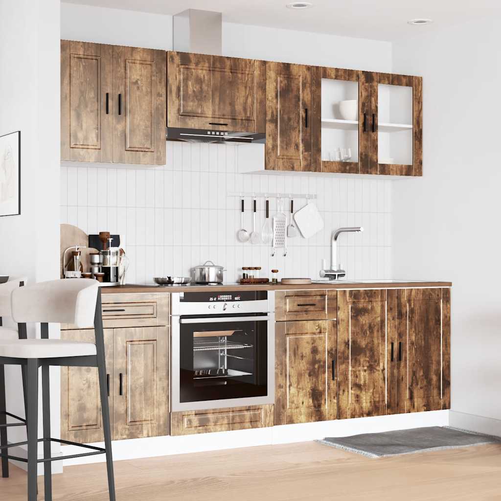 Set Mobili da Cucina 8 pz Porto Rovere Fumo Legno Multistrato