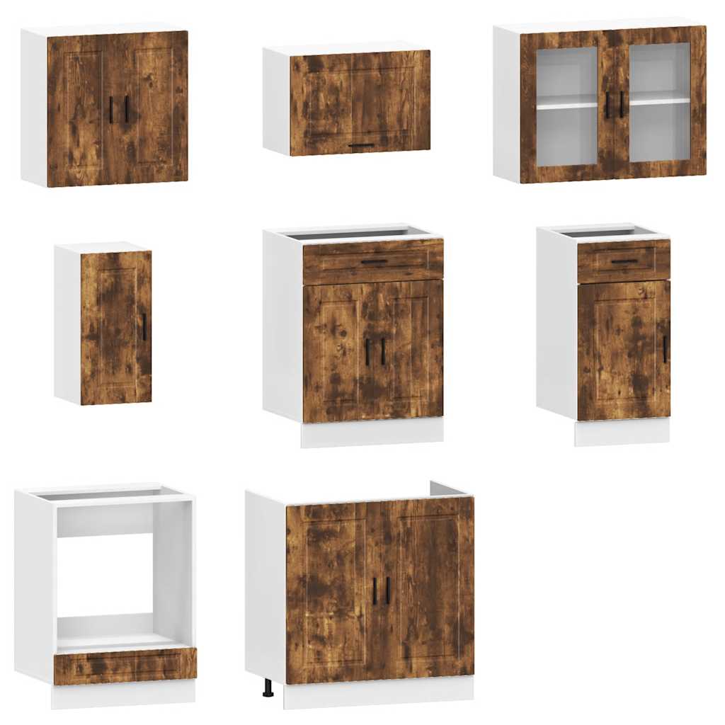 Set Mobili da Cucina 8 pz Porto Rovere Fumo Legno Multistrato