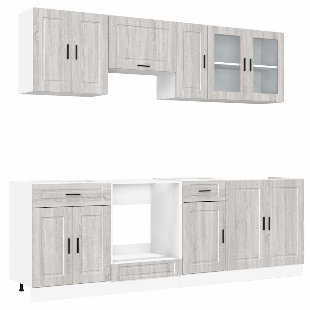 Set Mobili da Cucina 8 pz Kalmar Grigio Sonoma in Truciolato
