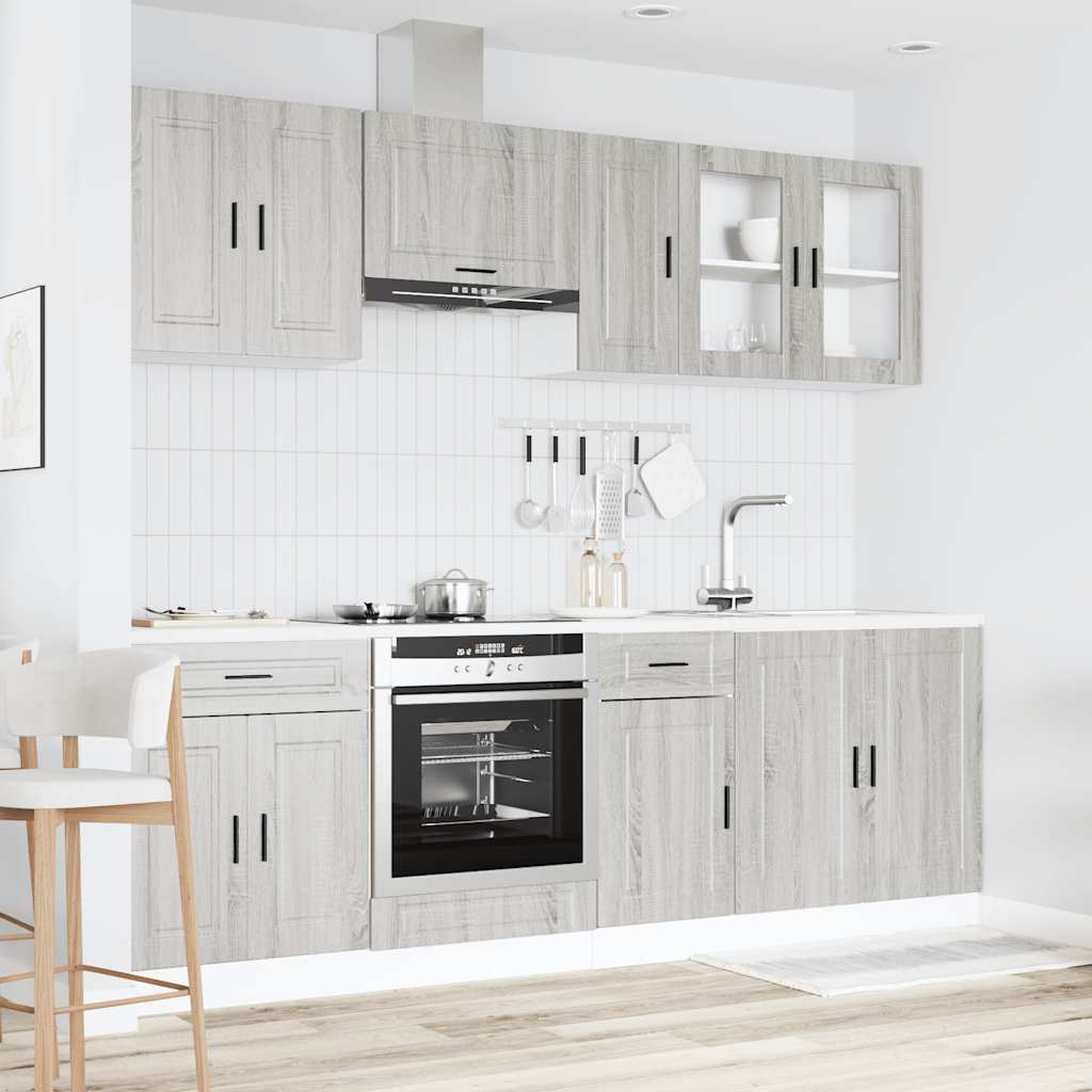 Set Mobili da Cucina 8 pz Kalmar Grigio Sonoma in Truciolato