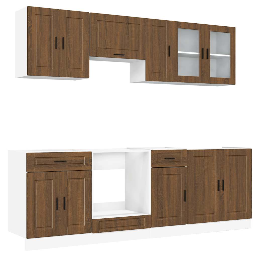 Set Mobili da Cucina 8 pz Kalmar Rovere Marrone in Truciolato