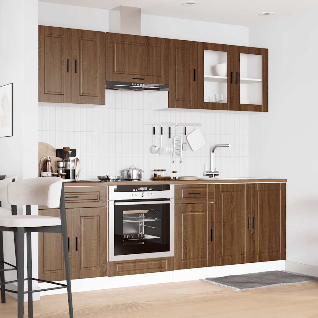 Set Mobili da Cucina 8 pz Kalmar Rovere Marrone in Truciolato