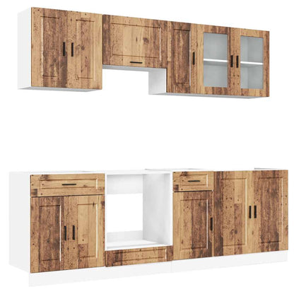 Set Mobili da Cucina 8 pz Kalmar Legno Vecchio in Truciolato