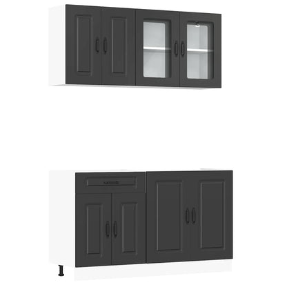Set Mobili da Cucina 4 pz Kalmar Neri Legno Multistrato
