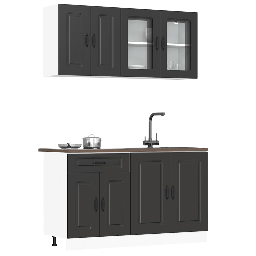 Set Mobili da Cucina 4 pz Porto Neri Legno Multistrato