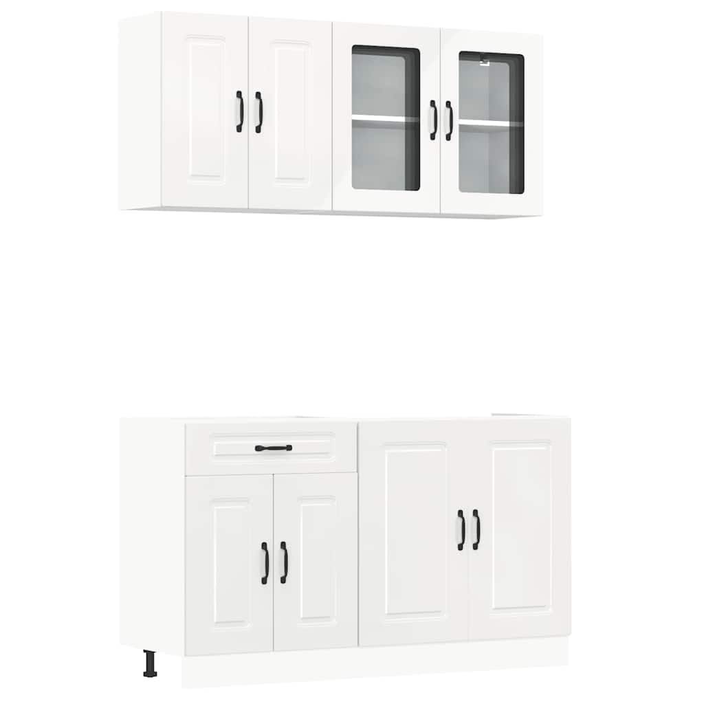 Set Mobili da Cucina 4 pz Kalmar Bianchi Lucido in Truciolato