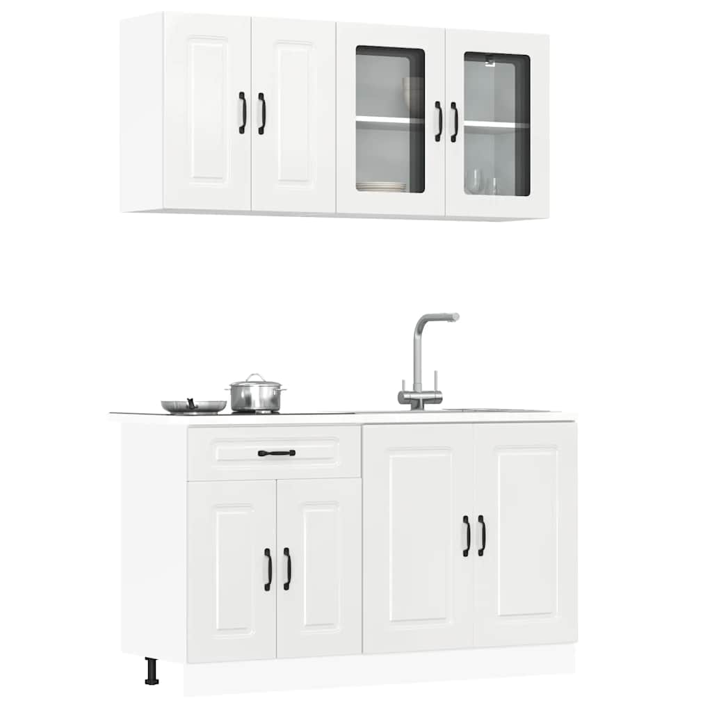 Set Mobili da Cucina 4 pz Porto Bianchi Lucido in Truciolato