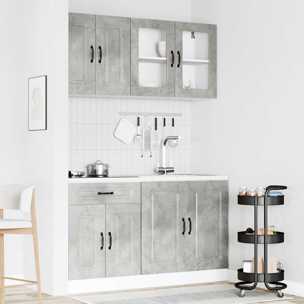 Set Mobili da Cucina 4 pz Kalmar Grigio Cemento in Truciolato