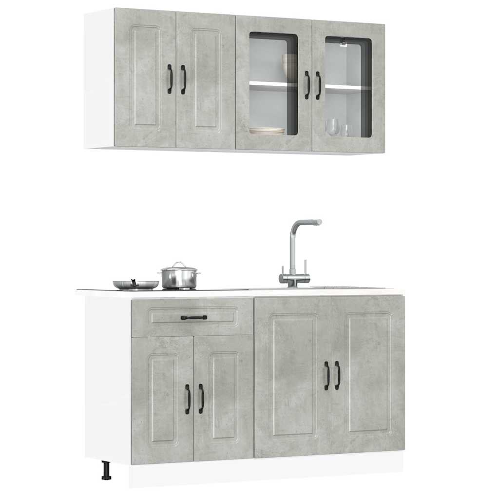 Set Mobili da Cucina 4 pz Porto Grigio Cemento in Truciolato
