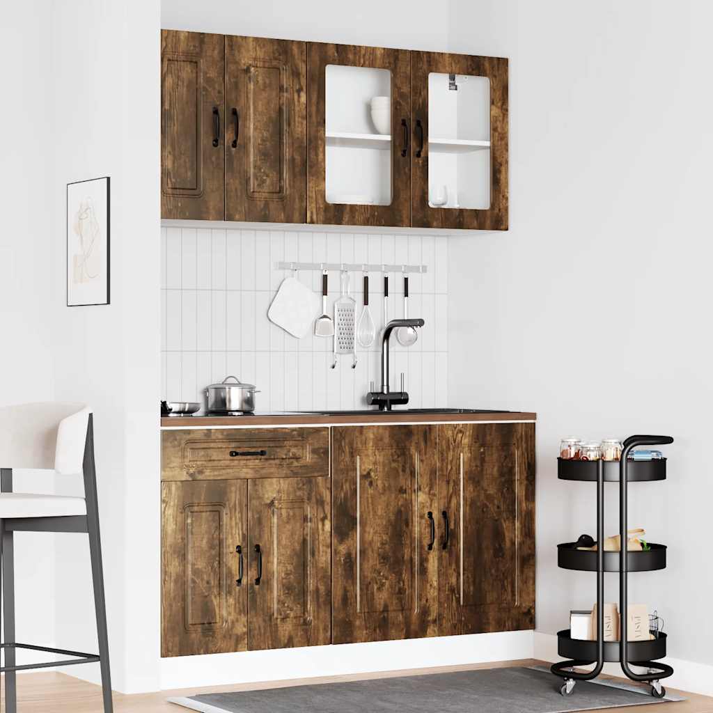 Set Mobili da Cucina 4 pz Kalmar Rovere Fumo Legno Multistrato