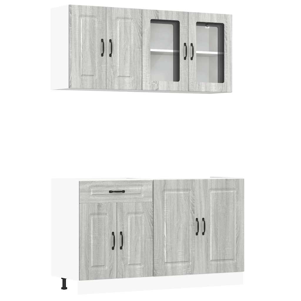 Set Mobili da Cucina 4 pz Kalmar Grigio Sonoma in Truciolato