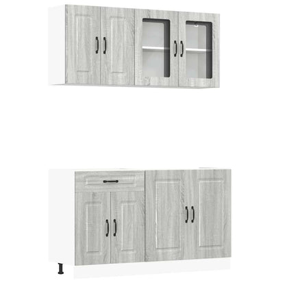 Set Mobili da Cucina 4 pz Kalmar Grigio Sonoma in Truciolato