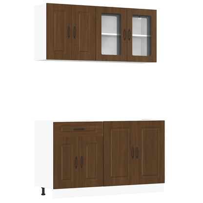 Set Mobili da Cucina 4 pz Kalmar Rovere Marrone in Truciolato