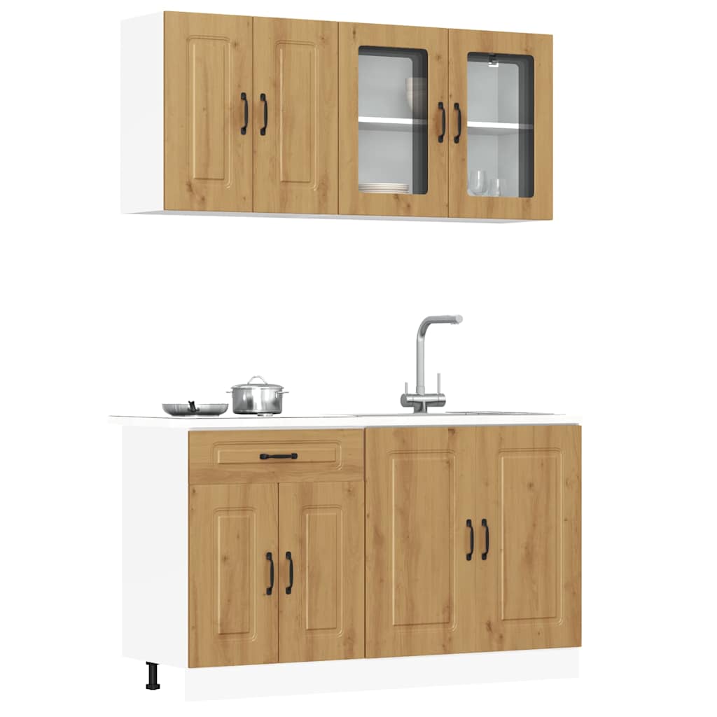Set Mobili da Cucina 4 pz Kalmar Rovere Artigianale Truciolato