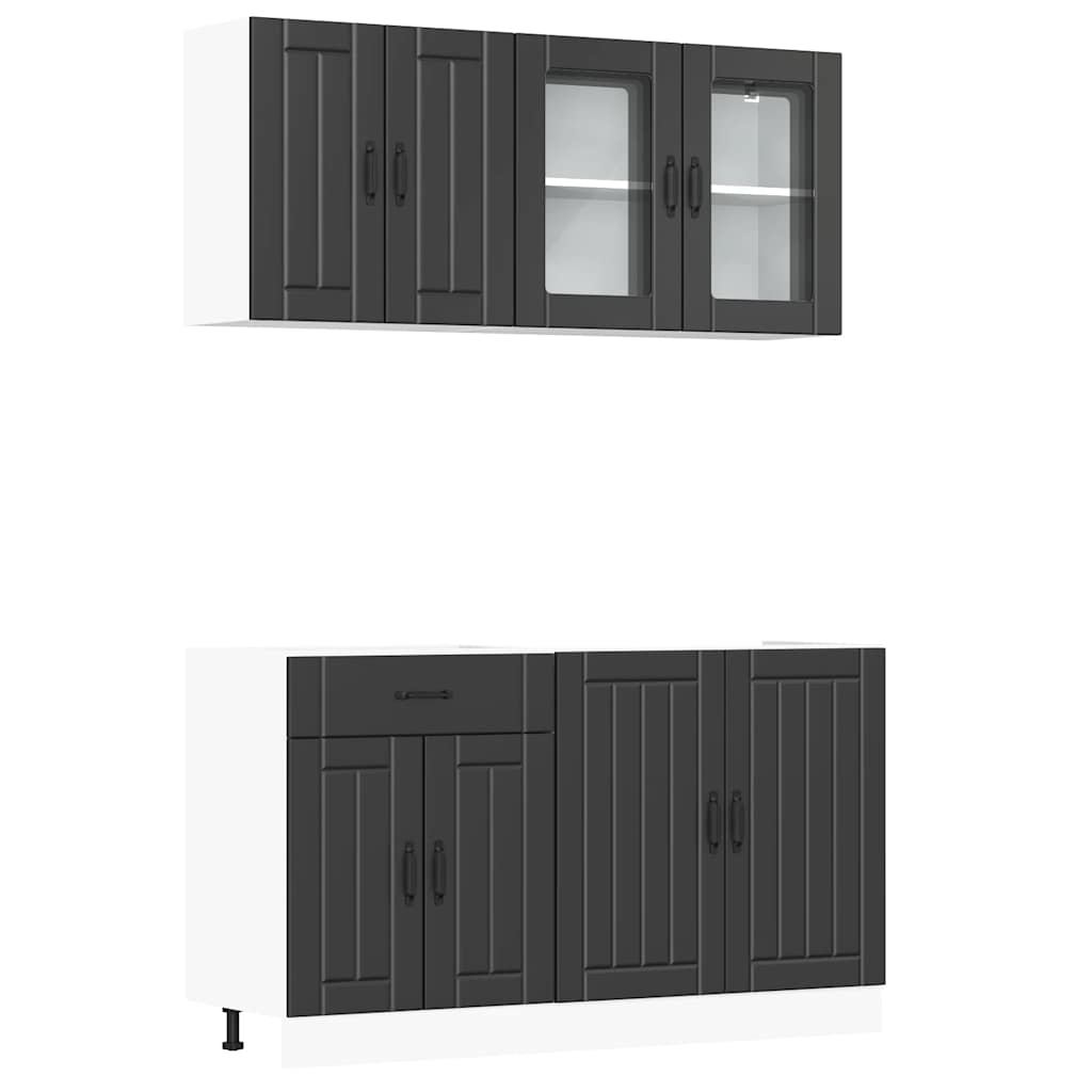 Set Mobili da Cucina 4 pz Lucca Neri Legno Multistrato