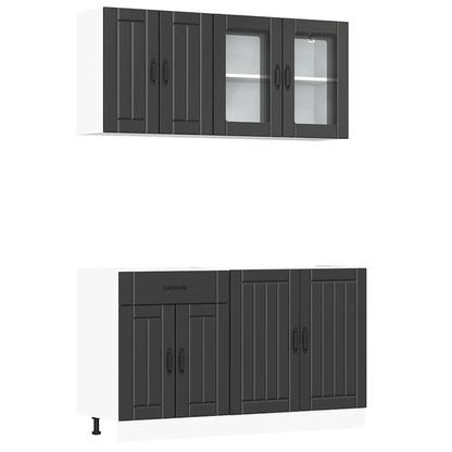 Set Mobili da Cucina 4 pz Lucca Neri Legno Multistrato