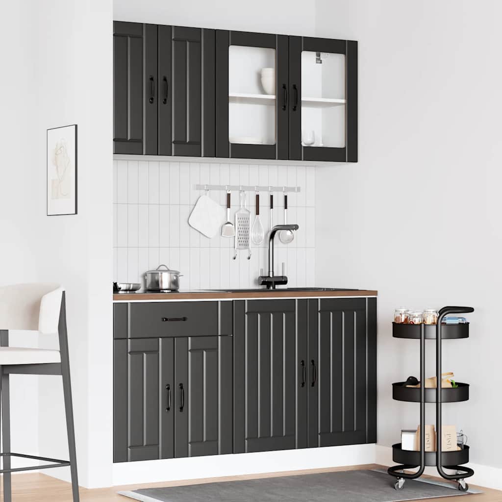 Set Mobili da Cucina 4 pz Lucca Neri Legno Multistrato