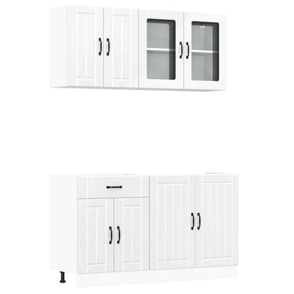 Set Mobili da Cucina 4 pz Lucca Bianchi Lucido in Truciolato