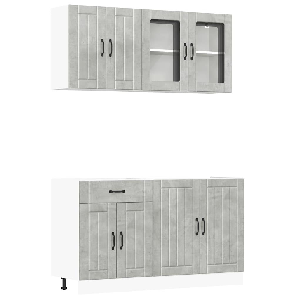 Set Mobili da Cucina 4 pz Lucca Grigio Cemento in Truciolato