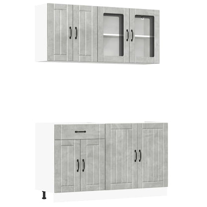 Set Mobili da Cucina 4 pz Lucca Grigio Cemento in Truciolato