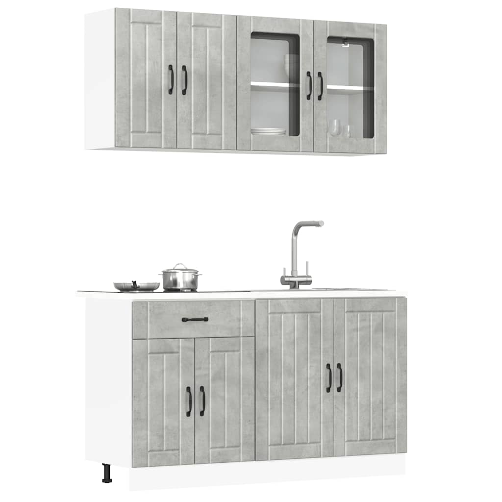 Set Mobili da Cucina 4 pz Lucca Grigio Cemento in Truciolato
