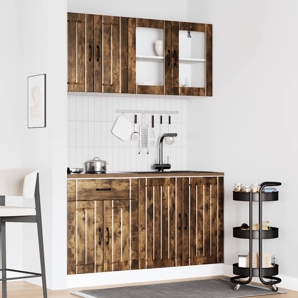 Set Mobili da Cucina 4 pz Lucca Rovere Fumo Legno Multistrato