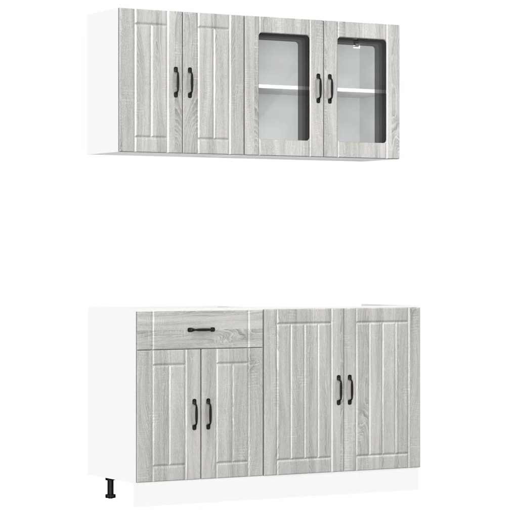 Set Mobili da Cucina 4 pz Lucca Grigio Sonoma in Truciolato