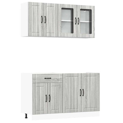 Set Mobili da Cucina 4 pz Lucca Grigio Sonoma in Truciolato