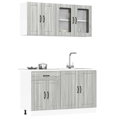 Set Mobili da Cucina 4 pz Lucca Grigio Sonoma in Truciolato