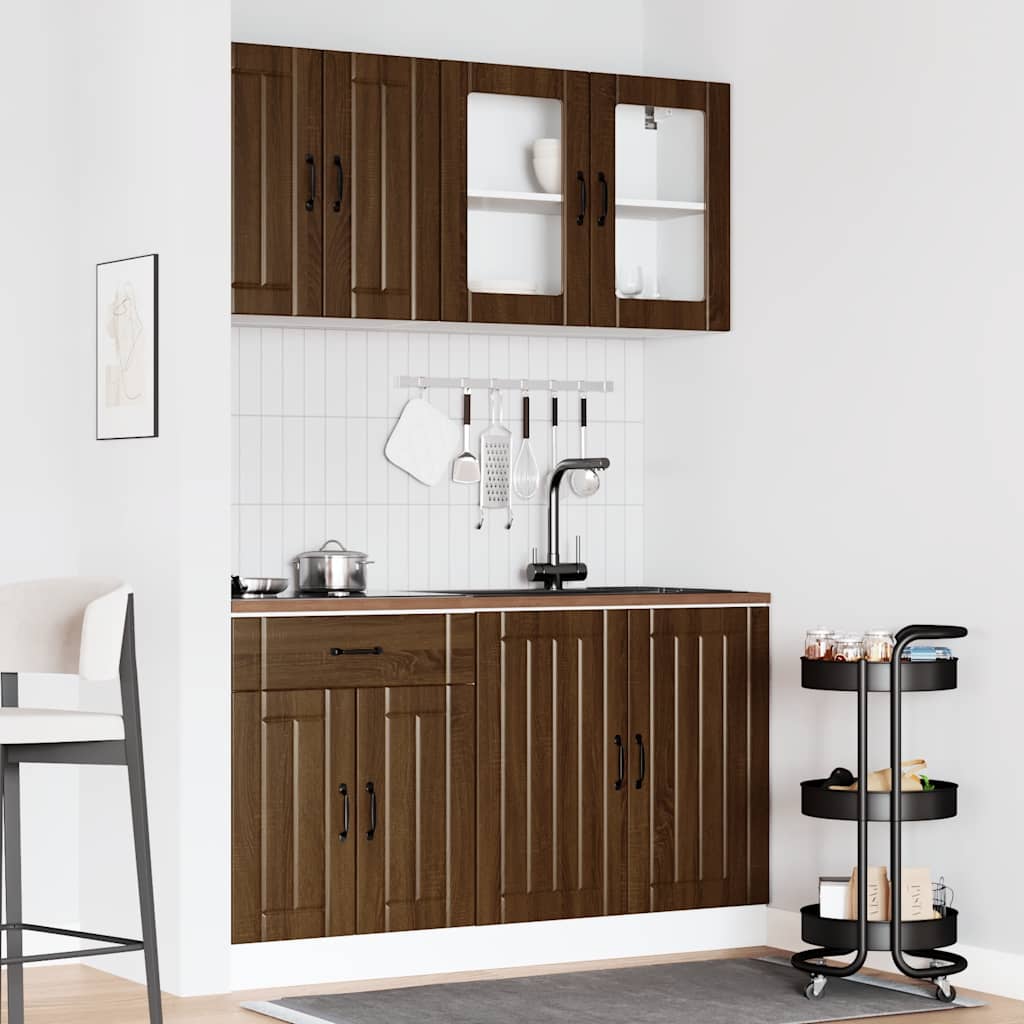 Set Mobili da Cucina 4 pz Lucca Rovere Marrone in Truciolato