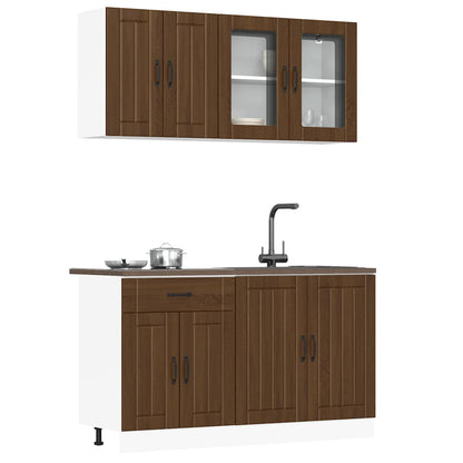 Set Mobili da Cucina 4 pz Lucca Rovere Marrone in Truciolato