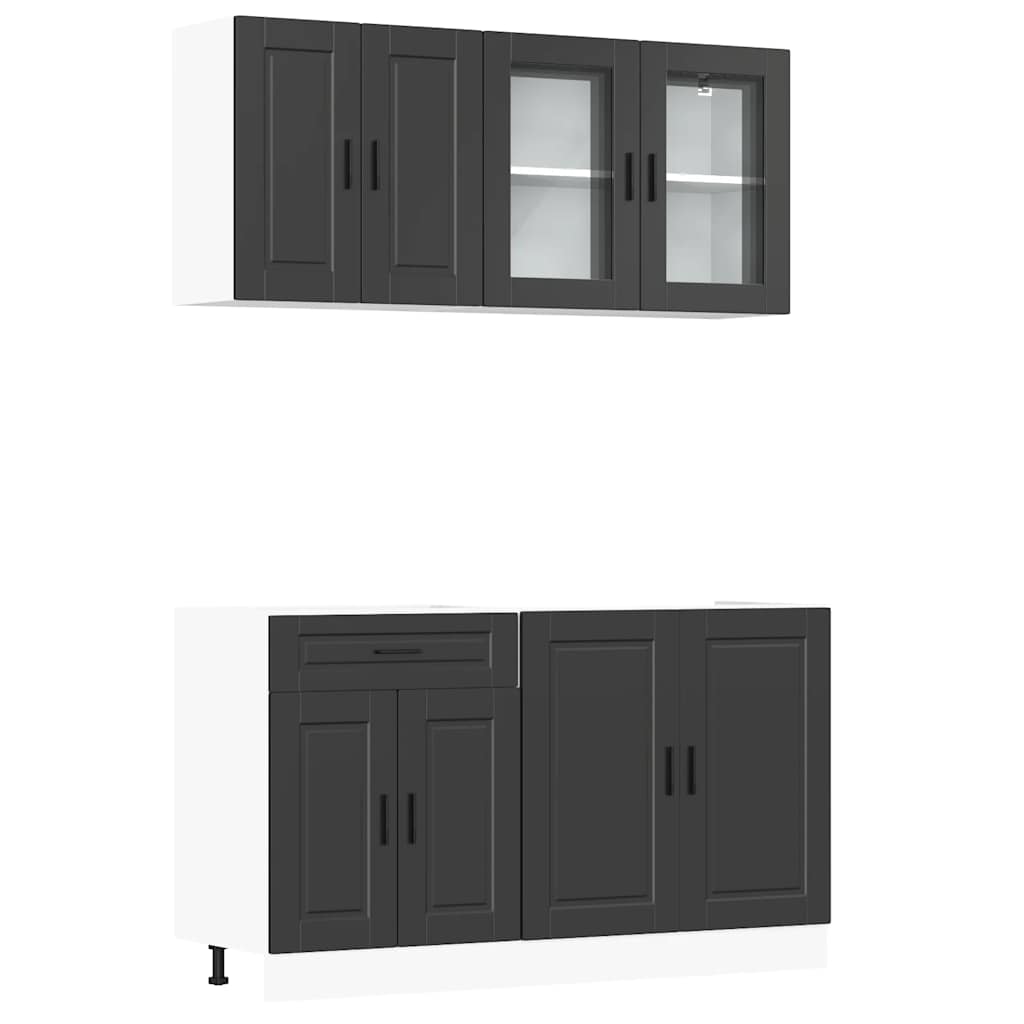 Set Mobili da Cucina 4 pz Porto Neri Legno Multistrato