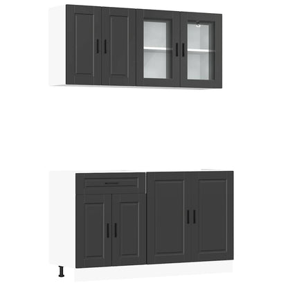 Set Mobili da Cucina 4 pz Porto Neri Legno Multistrato