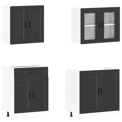 Set Mobili da Cucina 4 pz Porto Neri Legno Multistrato