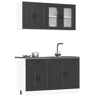 Set Mobili da Cucina 4 pz Porto Neri Legno Multistrato