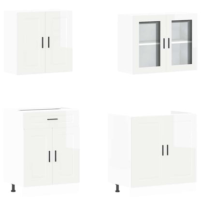 Set Mobili da Cucina 4 pz Porto Bianchi Lucido in Truciolato