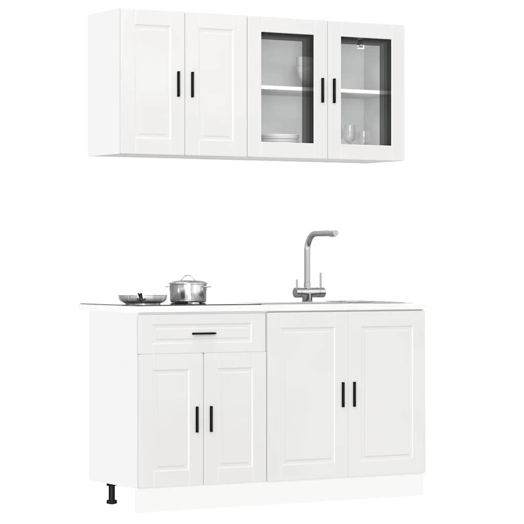 Set Mobili da Cucina 4 pz Porto Bianchi Lucido in Truciolato