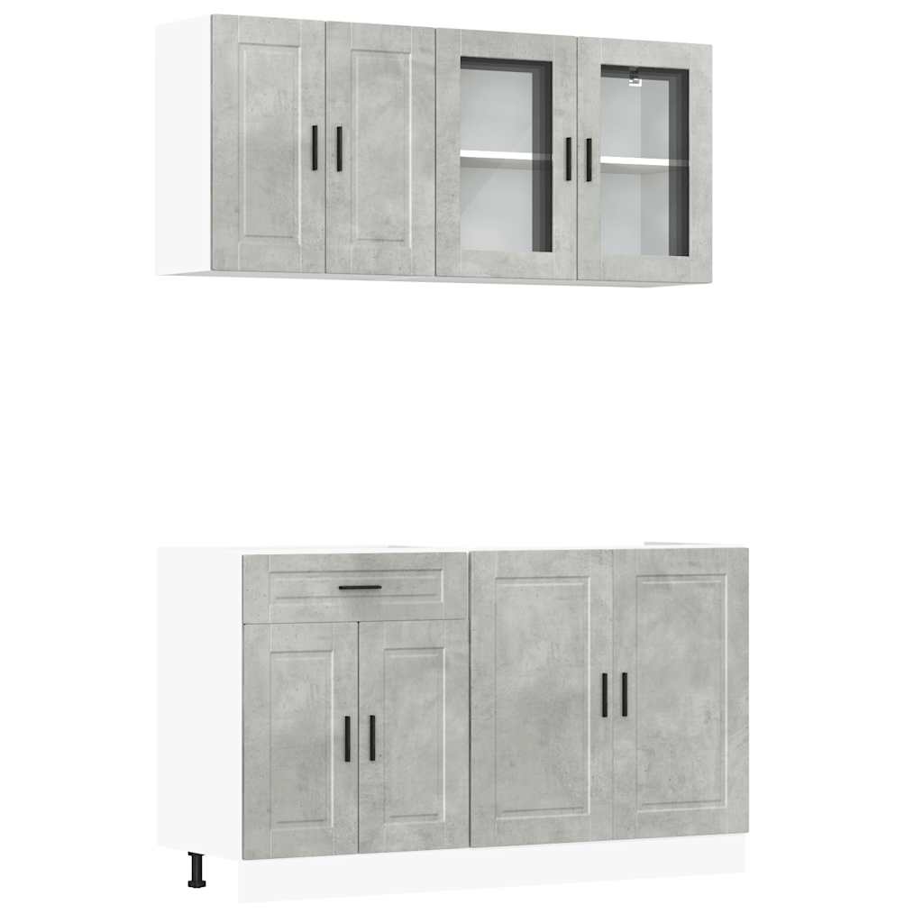Set Mobili da Cucina 4 pz Porto Grigio Cemento in Truciolato