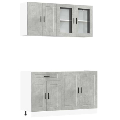 Set Mobili da Cucina 4 pz Porto Grigio Cemento in Truciolato