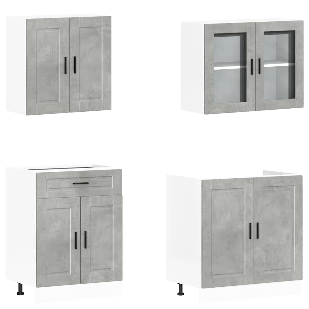 Set Mobili da Cucina 4 pz Porto Grigio Cemento in Truciolato