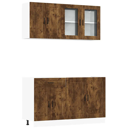 Set Mobili da Cucina 4 pz Porto Rovere Fumo Legno Multistrato
