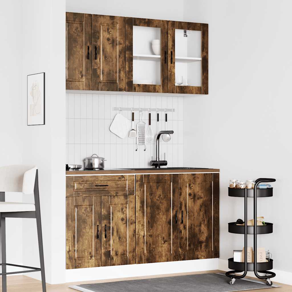 Set Mobili da Cucina 4 pz Porto Rovere Fumo Legno Multistrato
