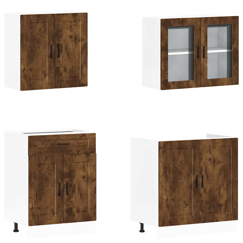 Set Mobili da Cucina 4 pz Porto Rovere Fumo Legno Multistrato